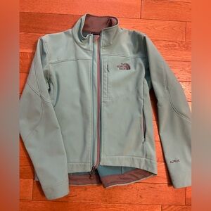 North Face teal zip up fleece lined jacket